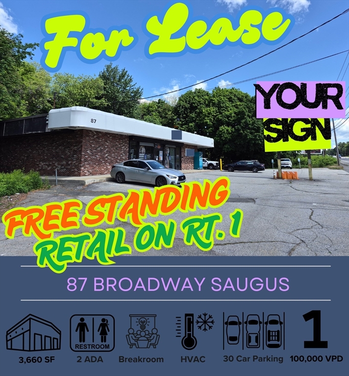 87 Broadway, Saugus, Massachusetts, ,Commercial Lease,For Rent,Broadway,73529682