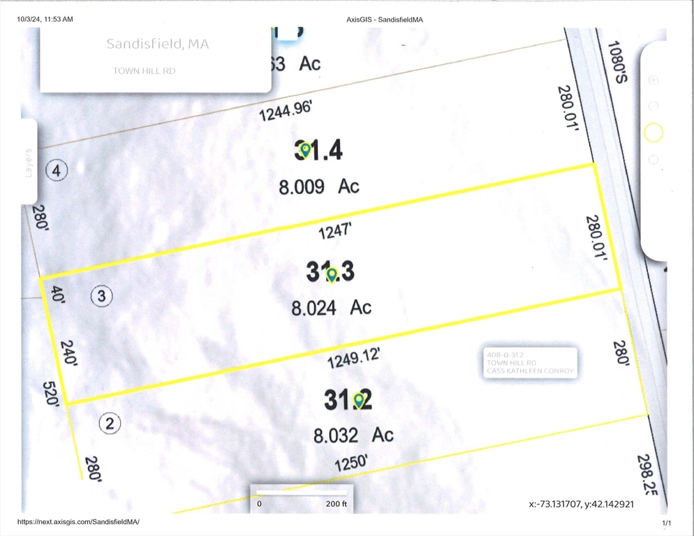 Lot 3 Town Hill Rd, Sandisfield, Massachusetts, ,Land,For Sale,Town Hill Rd,73382876